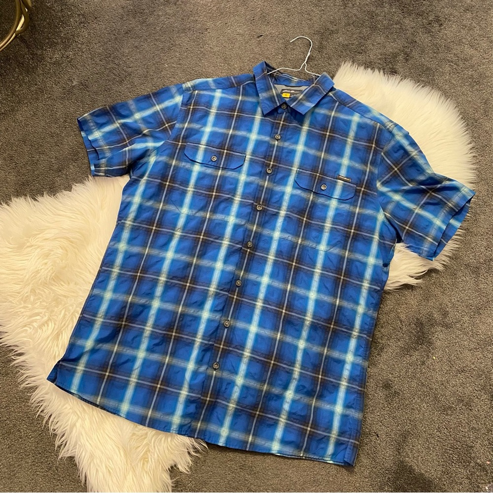 Eddie Bauer Blue and White Plaid Casual Shirt